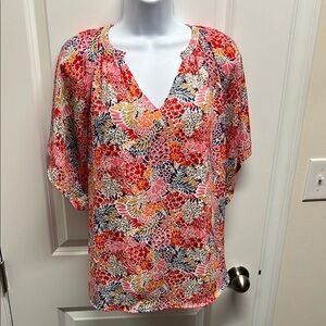 Jules & James Colorful Floral V-Neck Top Small